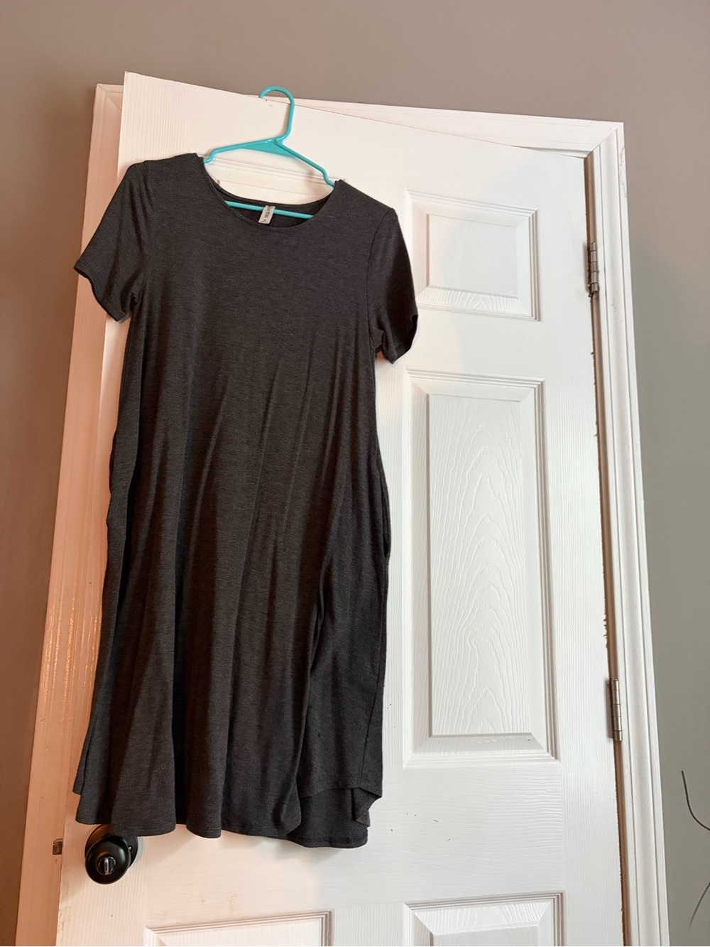 Zenana Women's Short Sleeve Swing Dress - Charcoal